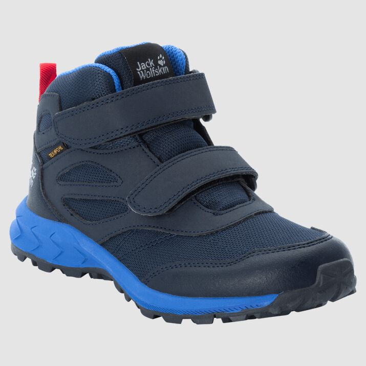 Botas Senderismo Jack Wolfskin Woodland Texapore Mid Vc Niños Azules Oscuro/Rojos Mexico-4591831